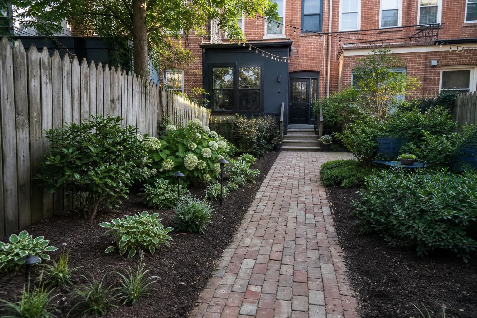 A restored Baltimore rowhouse yard after underground tank removal